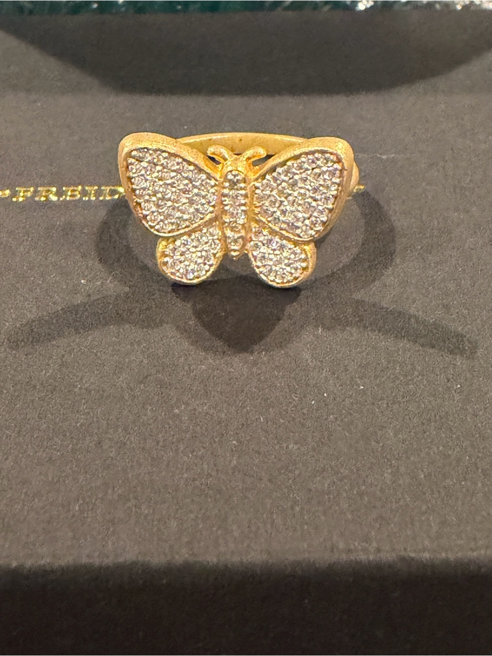Freida Rothman FR 925 Stamped Gold Plated Cocktail Butterfly Ring with Pavé - - Picture 7 of 8
